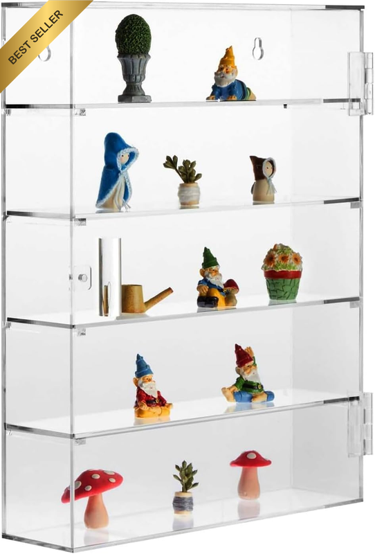 Acrylic Display Case 5 Tiers Clear Lockable Cabinet for Collectibles Mini Toys