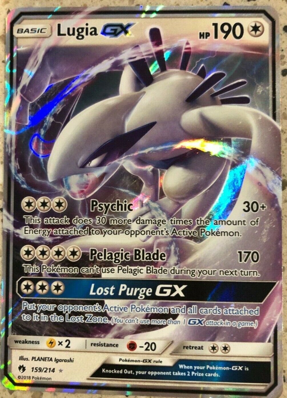 Lugia GX 159/214 Lost Thunder Full Art Ultra Rare Pokemon Lugia GX 159/214 Lost Thunder Full Art Ultra Rare Pokemon