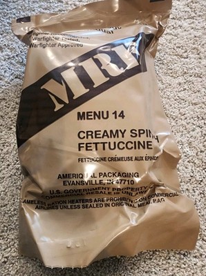 Meal Ready To Eat Complete 14 Fettuccine Survival Camping Emergency Rations Kit