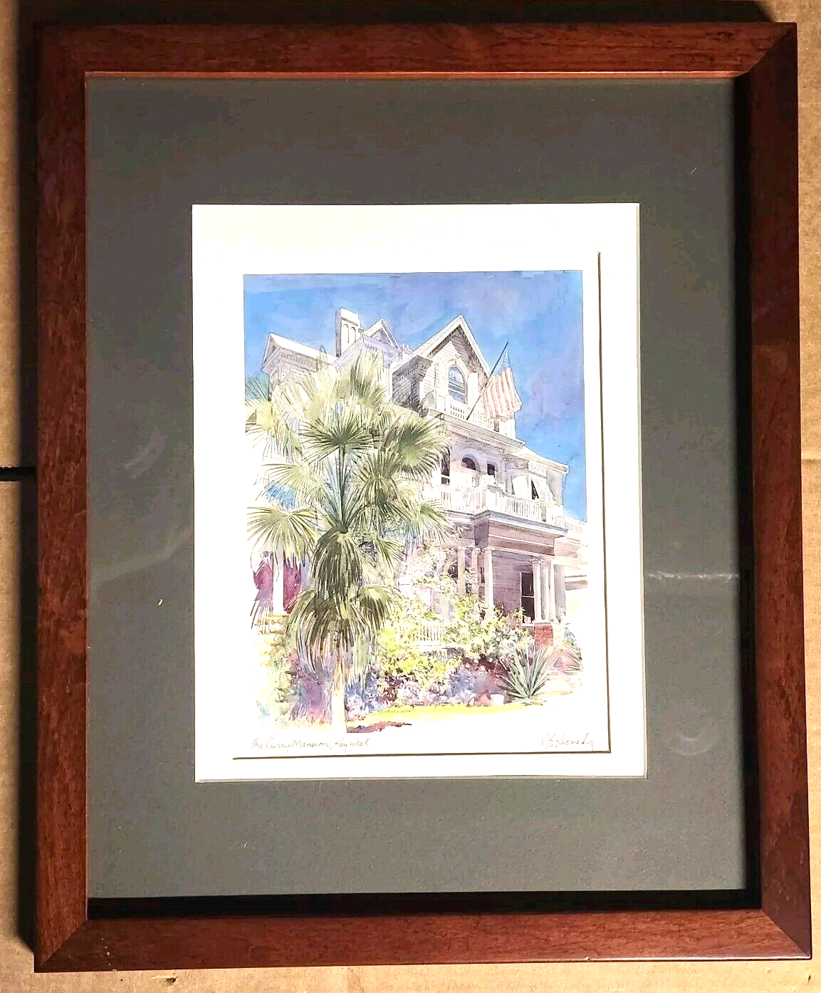 Fine Art N.E. Kennedy Framed Lithograph Signed Curry Mansion