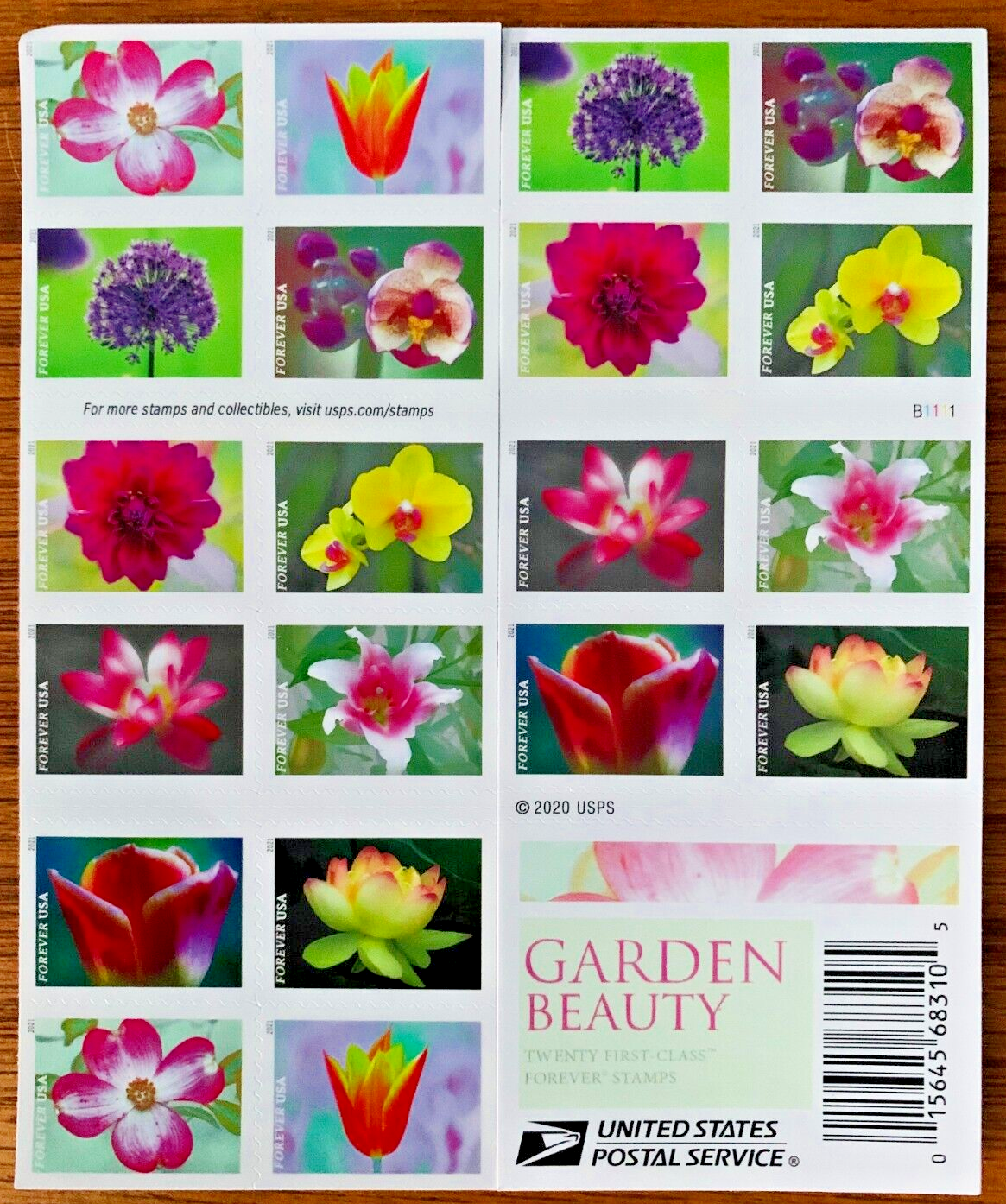 Forever Stamps Booklet of 20 Mint US 2020 Garden Beauty Pane Scott # 5567 (MNH)