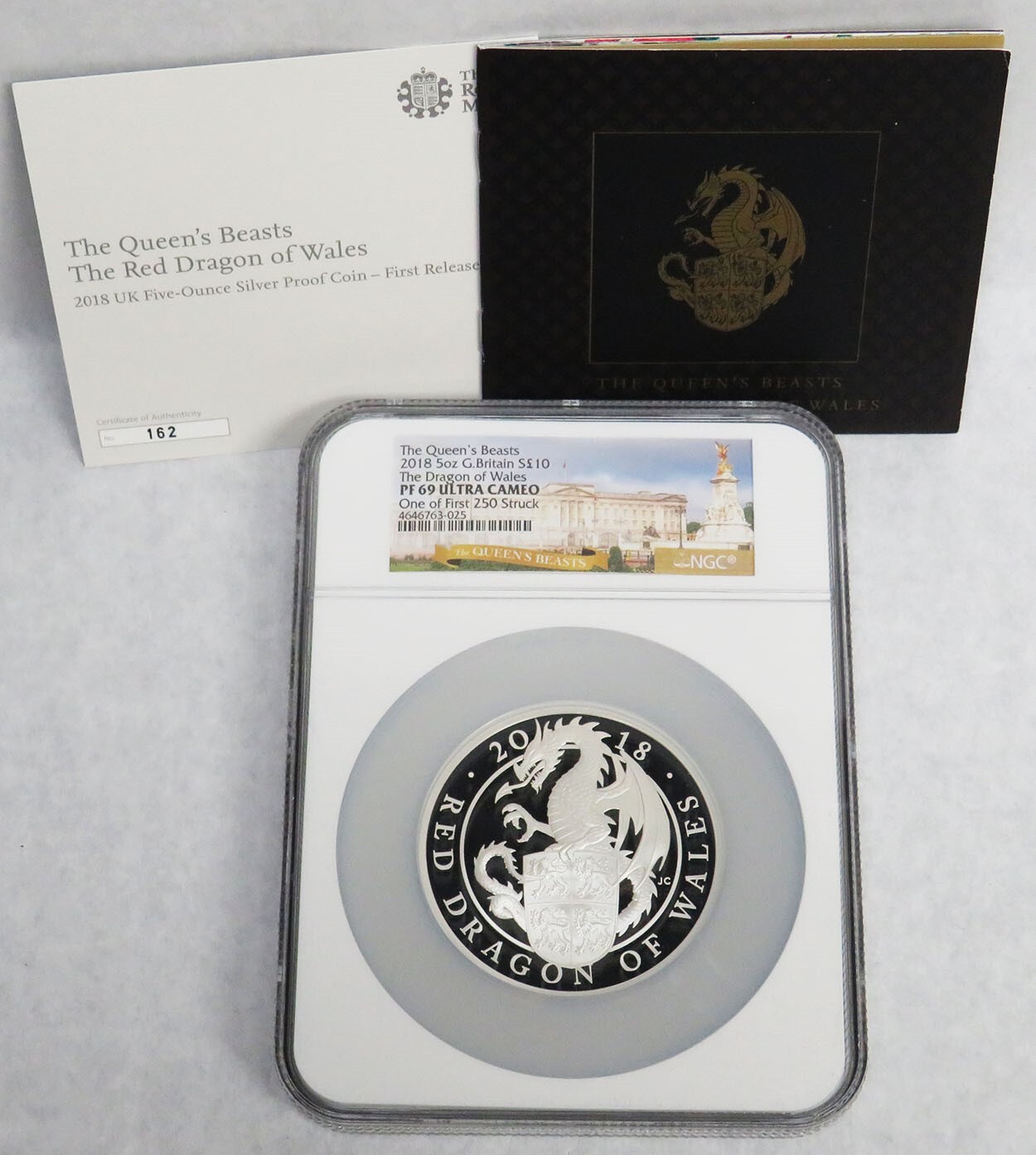 2018 クイーンズビースト レッドドラゴン 5oz 銀貨 NGC PF70UC