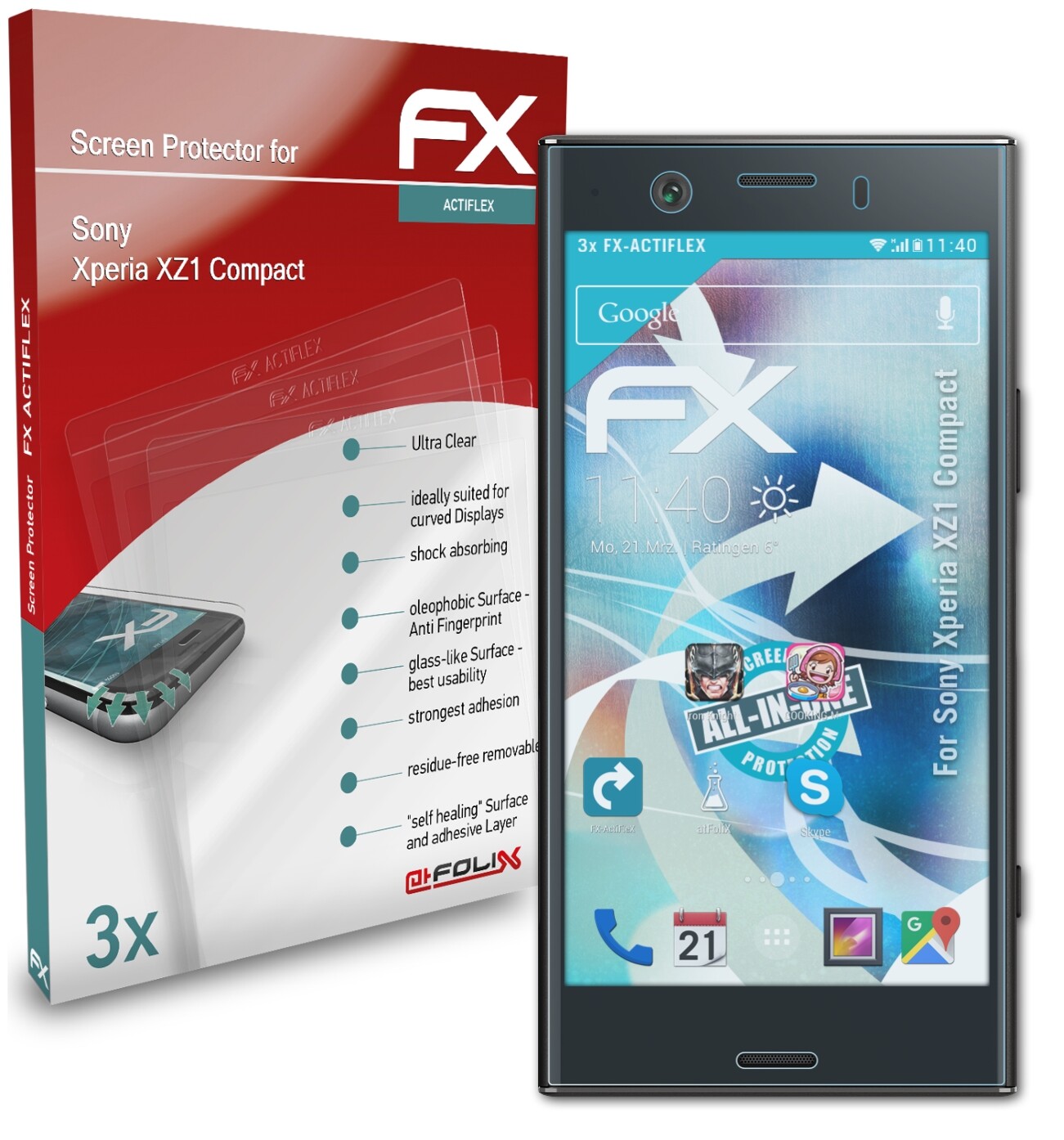 Pellicola ZenGlass Per Sony Xperia XZ1 Compact, Ibrida Vetro-plastica, 9H, Anti-impronta, Made In Germany