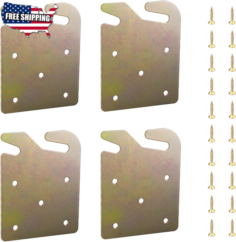 Brackets 4pcs Wood Bed Frame Hardware Universal Replacement 