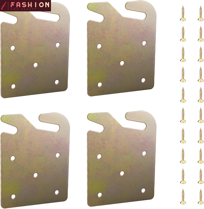 Brackets 4pcs Wood Bed Frame Hardware Universal Replacement 