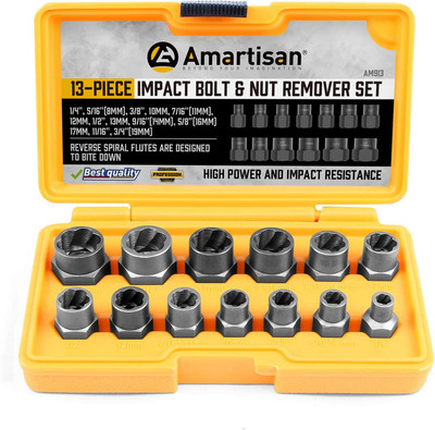 Amartisan Impact Bolt Extractor Tool, 13PC Nut Removal Socket Set -