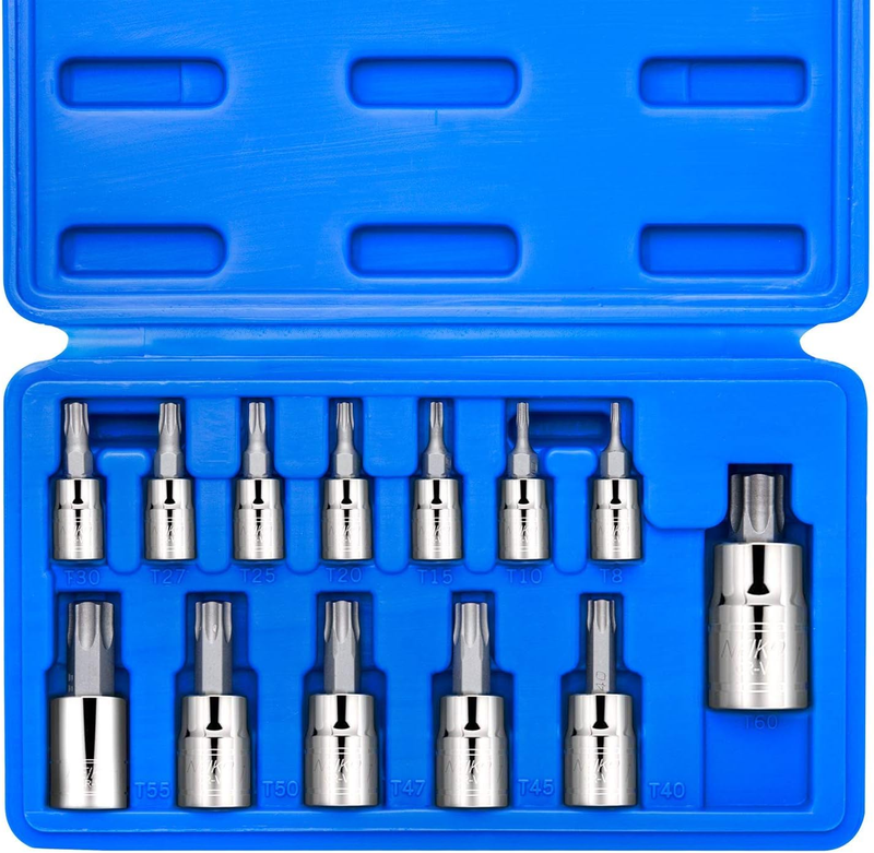 Torx Bit Socket Set T8 - T60 S2 Steel 13-Piece Set High Strength Tools New