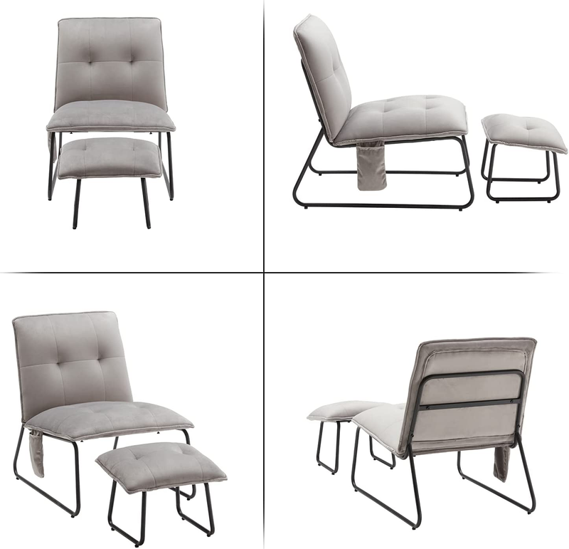 Tufted Velvet Accent Chair for Living Room Chairs,Accent Chair with Ottoman,Mid