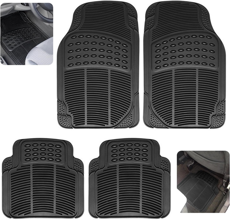 4 PCS Automotive Floor Mats，Car Floor Mats Rubber, Universal Heavy Duty Car Mats