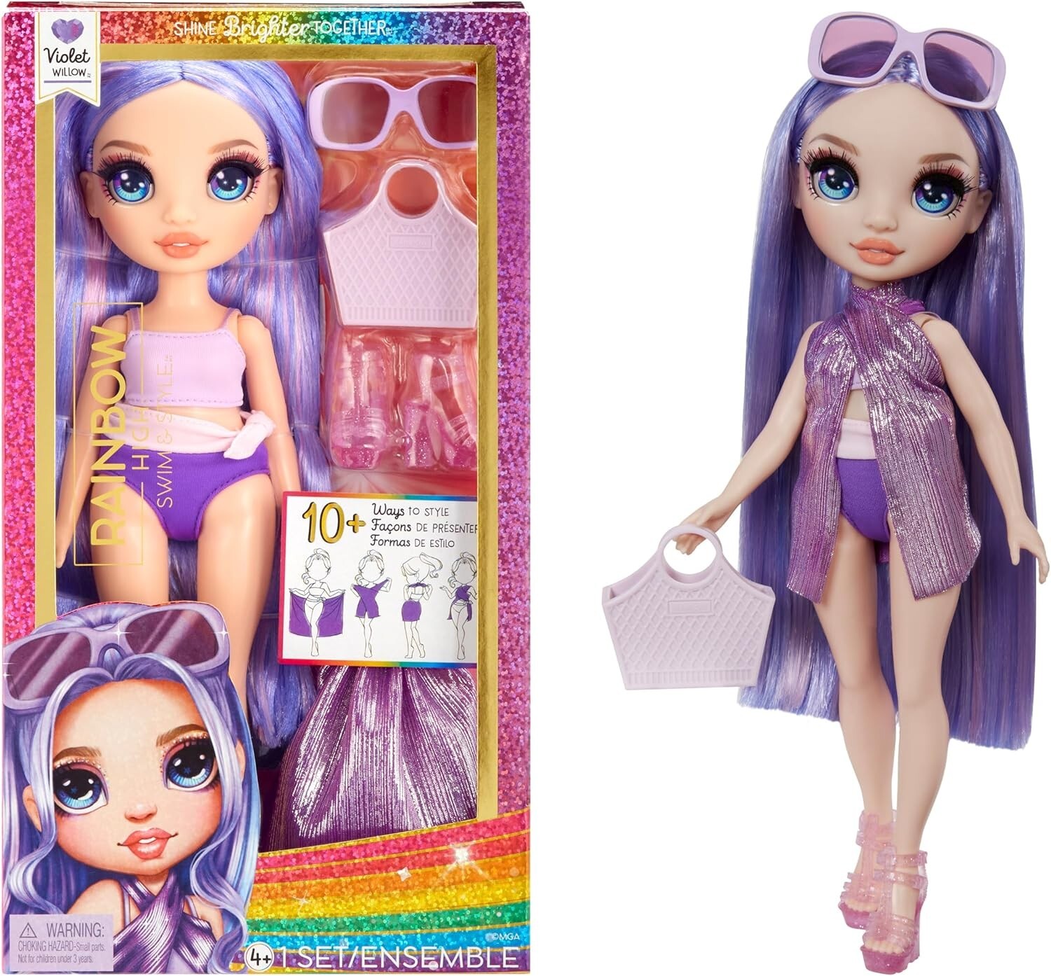 Rainbow High Swim & Style Violet Fashion Toy Doll for Boys