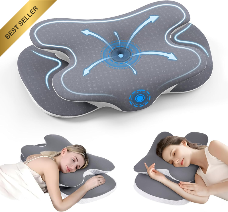 Memory Foam Pillow, Cervical Pillow for Neck and Shoulder with Soft Silk Cover,