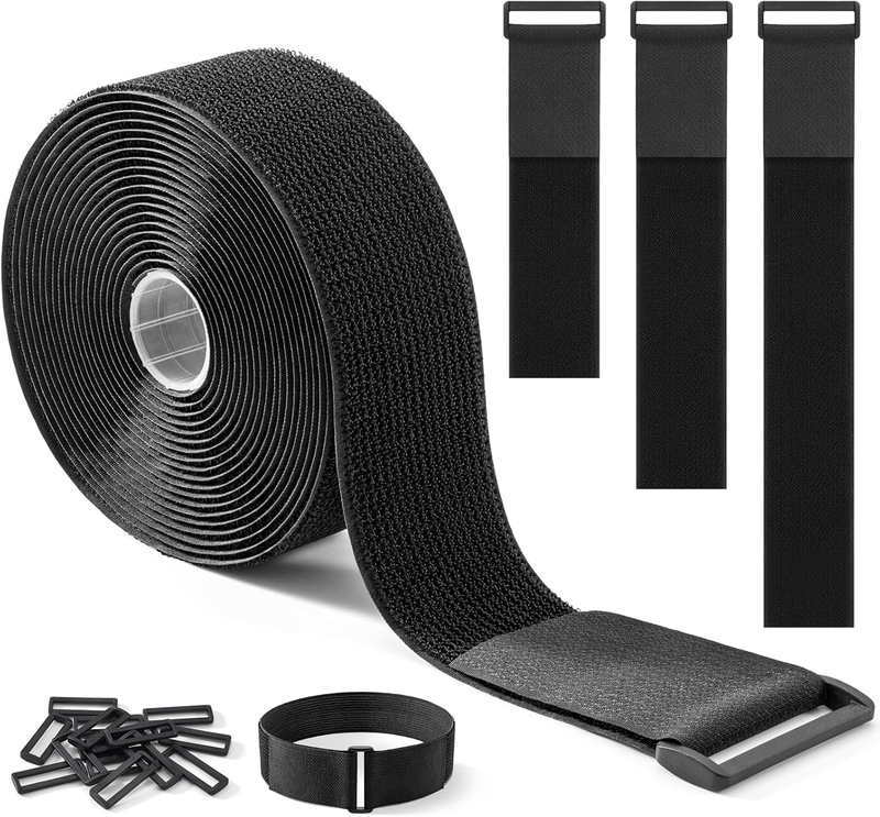 5Cm*5M Heavy Duty Hook and Loop Strap, Cable Ties with 15 Buckles