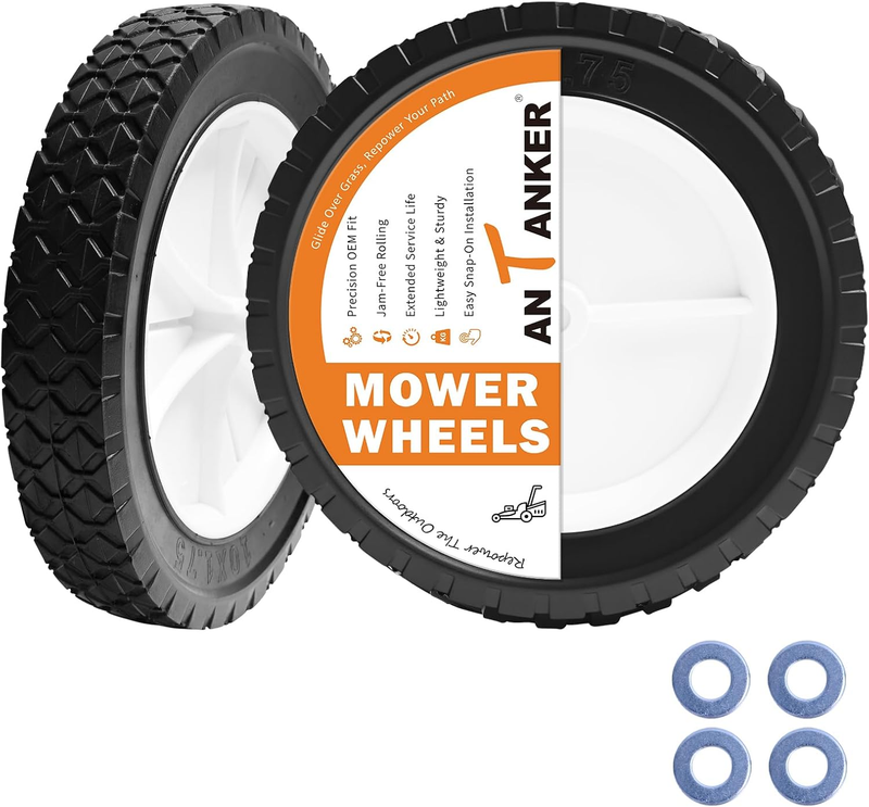 2Pcs 10 Inch Lawn Mower Wheel for Hand Truck Utility Cart 10X1.75 Tire Rim