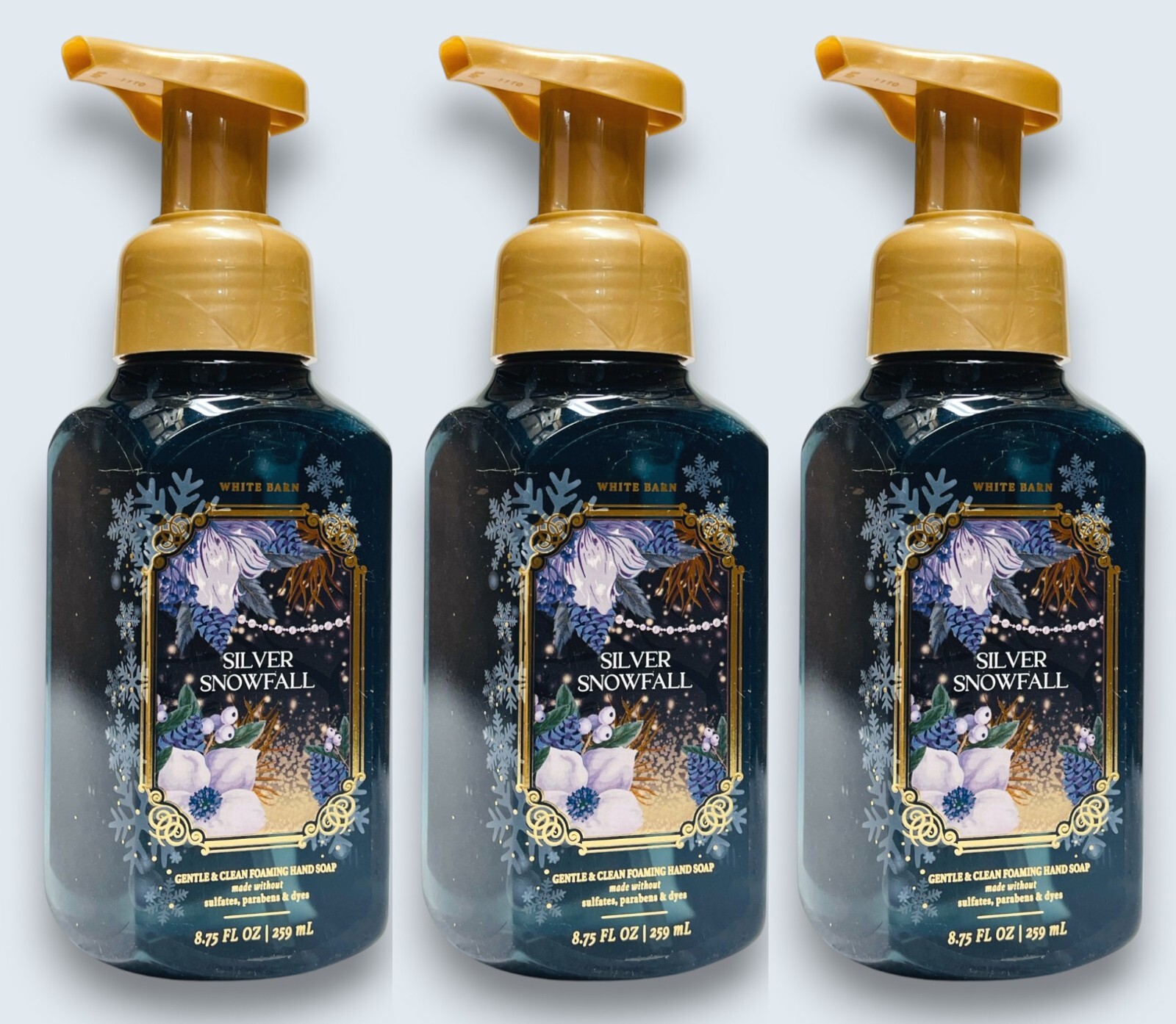 3 Bath & Body Works SILVER SNOWFALL Gentle Foaming Hand Soap