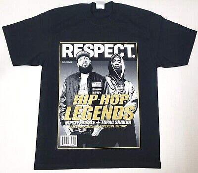 Nipsey Hussle 2Pac T-shirt HU$$LE Tupac Shakur Rap Hip Hop Legends Tee Men's New