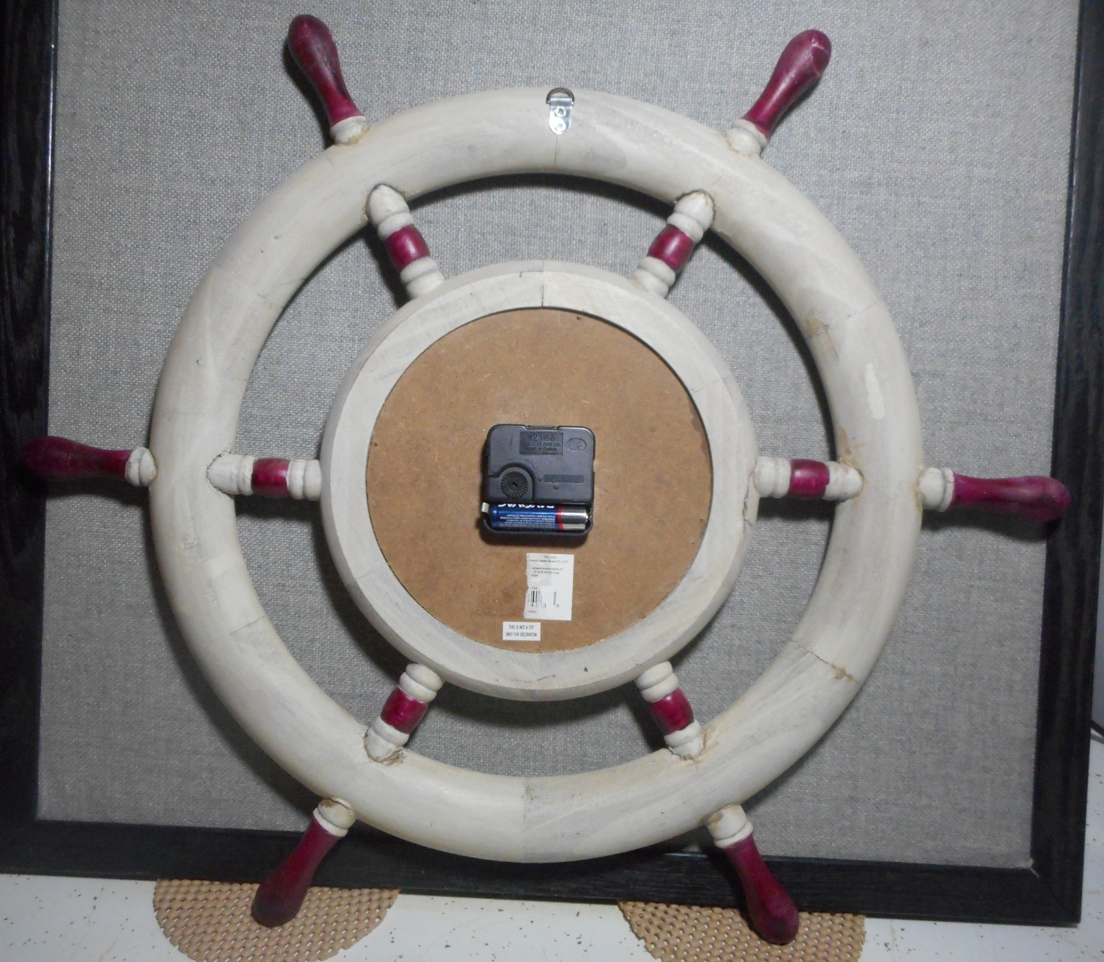 STEERING WHEEL DECORATIVE NAUTICAL ROPE TIE WALL CLOCK 22