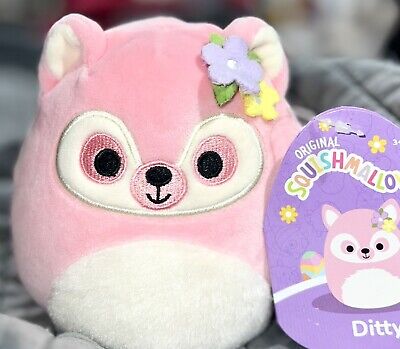 NWT Squishmallows 5  DITTY Pink Lemur Flowers Easter Spring 2024 Plush