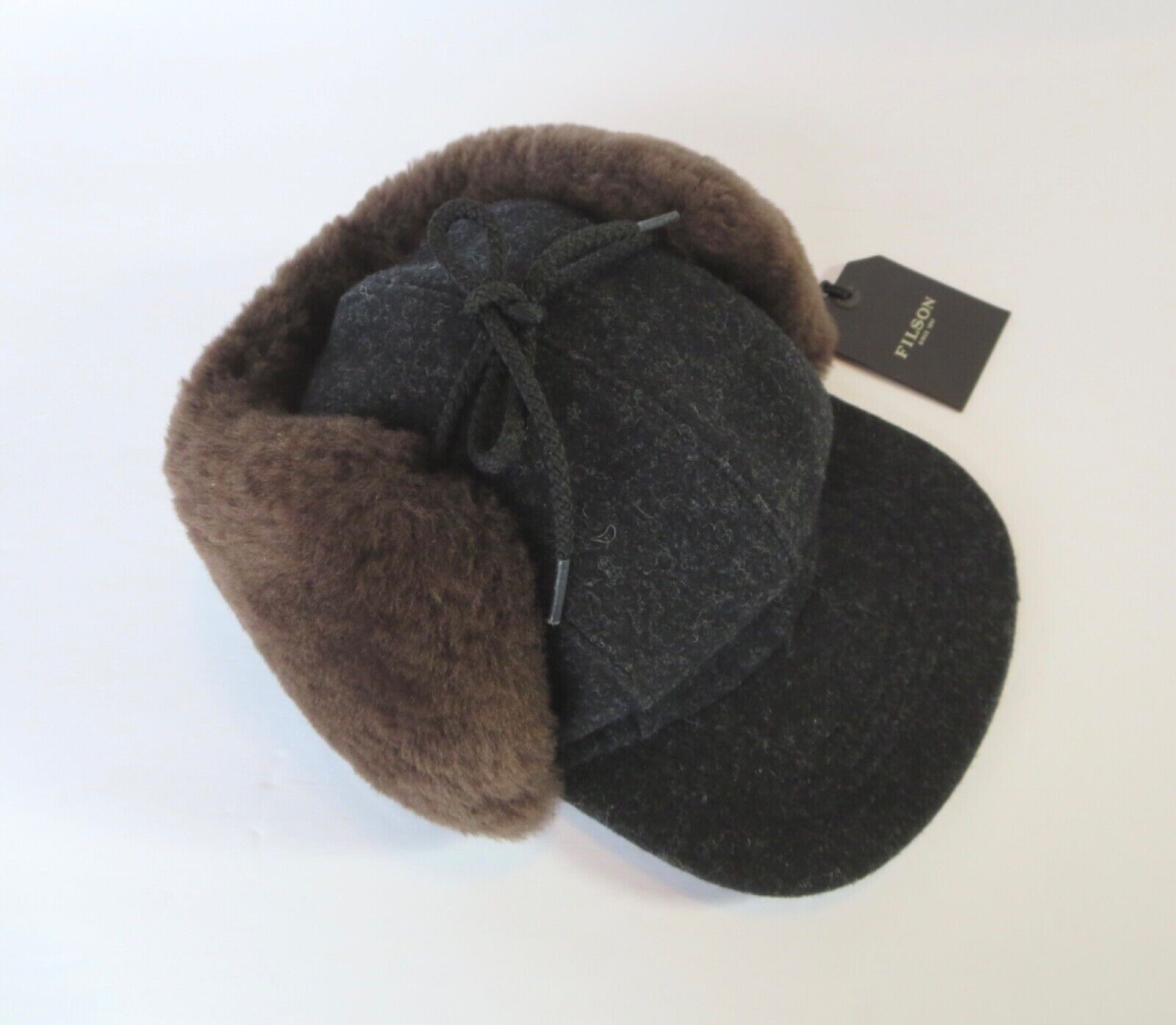 Filson Double Mackinaw Cap Hat (S, M) Charcoal Grey Brown