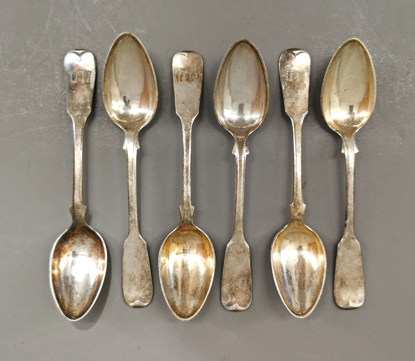 9130039 Set 6 Coffee Spoon Um 1900 Packfong (Kupfer-Nickel 9130039 Set 6 Coffee Spoon Um 1900 Packfong (Kupfer-Nickel