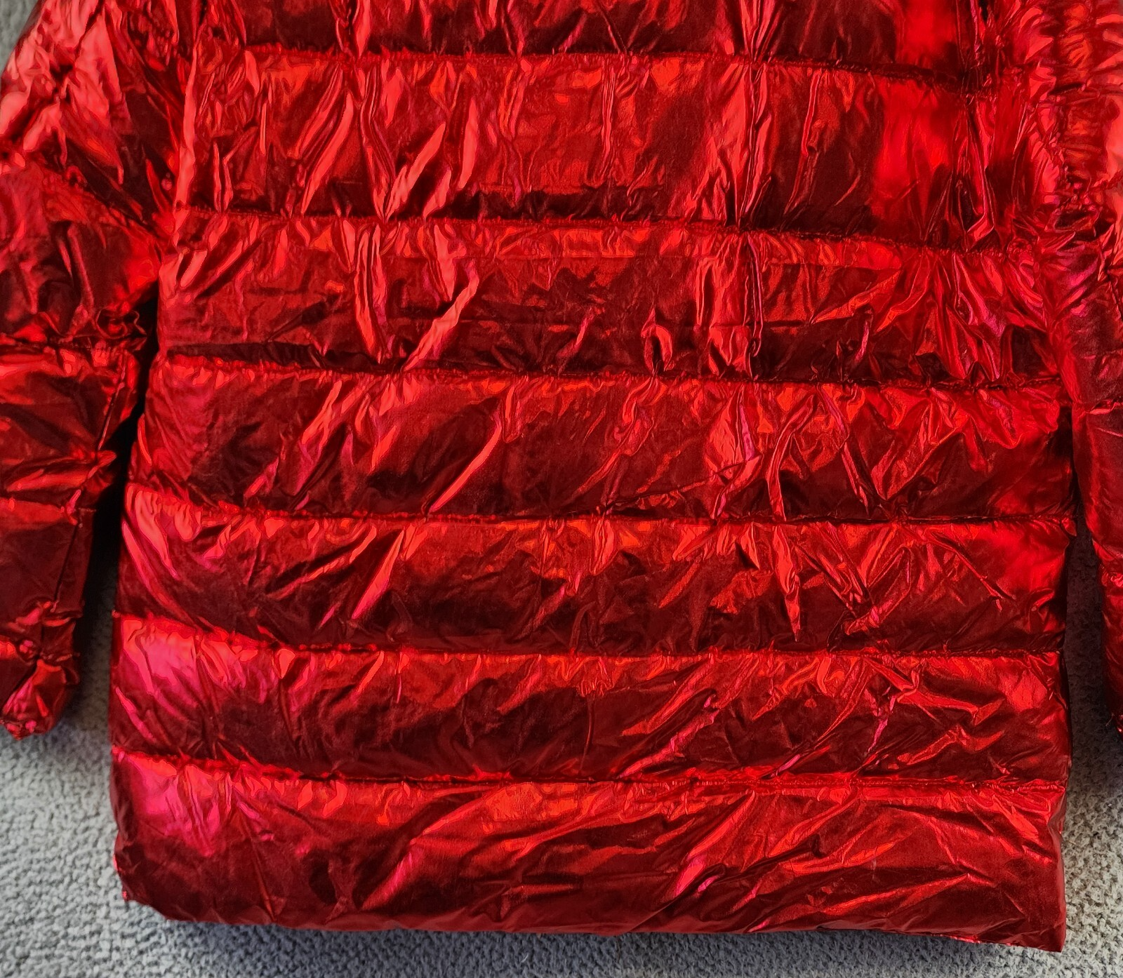White Mark Plus Size Metallic Puffer Coat with Hoodie Womens 1XL Red Zip Closure - Picture 16 of 17