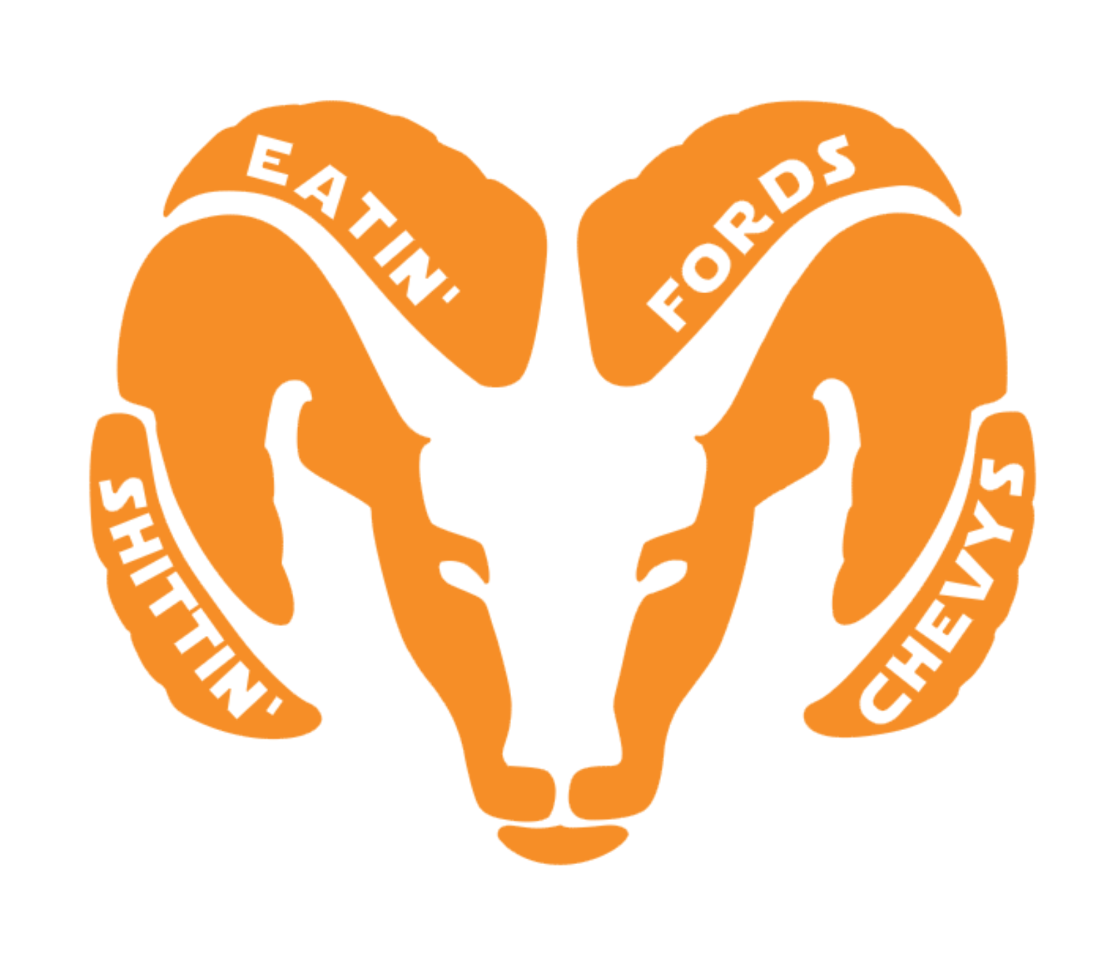 Eatin'/Eating Fords Shittin'/Shitting Chevys, Ram High Quality Vinyl Decal