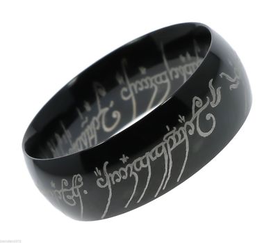 Tengwar Script Lord of The Ring my Precious Hobbit  black finish Size 5 T75