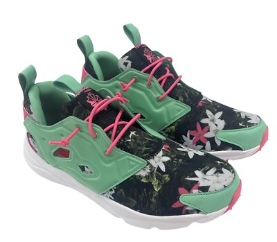 Reebok Furylite  Graphic FLoral  Green And Pink  Woman's  Shoes US Size 7
