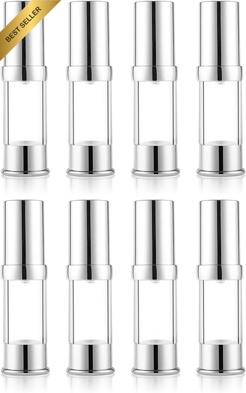 Plastic Airless Pump Bottles 8 Pack for Travel Containers, Refillable 10Ml Cosme