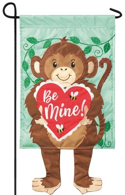 Crazy Legs Be Mine Monkey Double Applique Garden Flag
