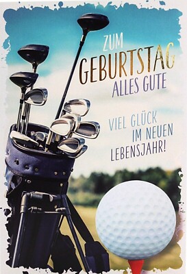 Karte Glückwunschkarte Golf Klapp- Gruß- Geburtstagskarte Golfkarte Golfer caddy