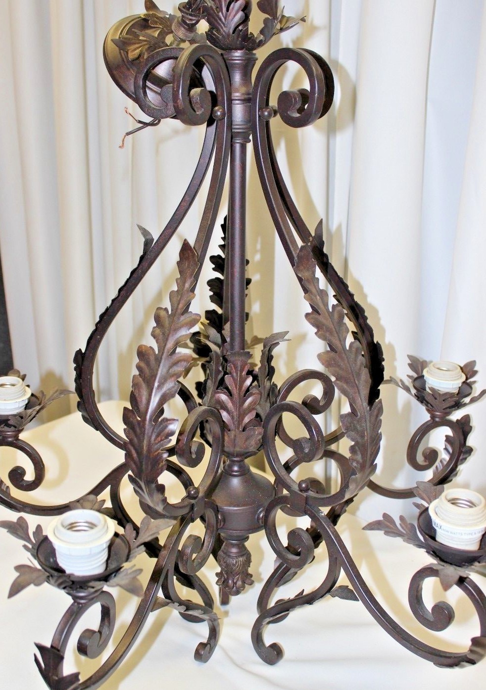 アンティックシャンデリア Metal 5 Light Chandelier Leaf Accents Dark Copper Made by