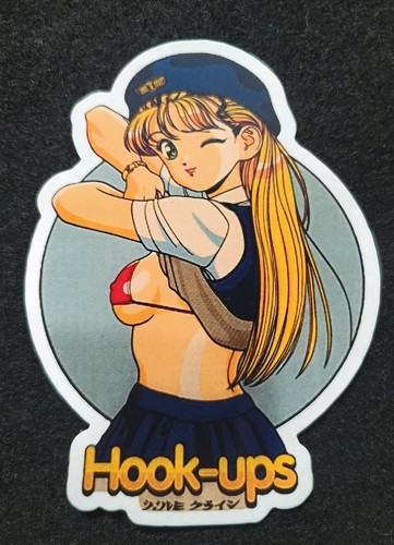 HOOK UPS STICKER "GOING SHIRTLESS"  3" X 4 1/8" GLOSSY VINTAGE 
