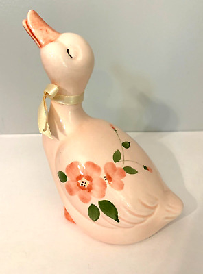 Summit Collection Exclusive Vtg Pink Floral Porcelain Duck Duckling Figurine
