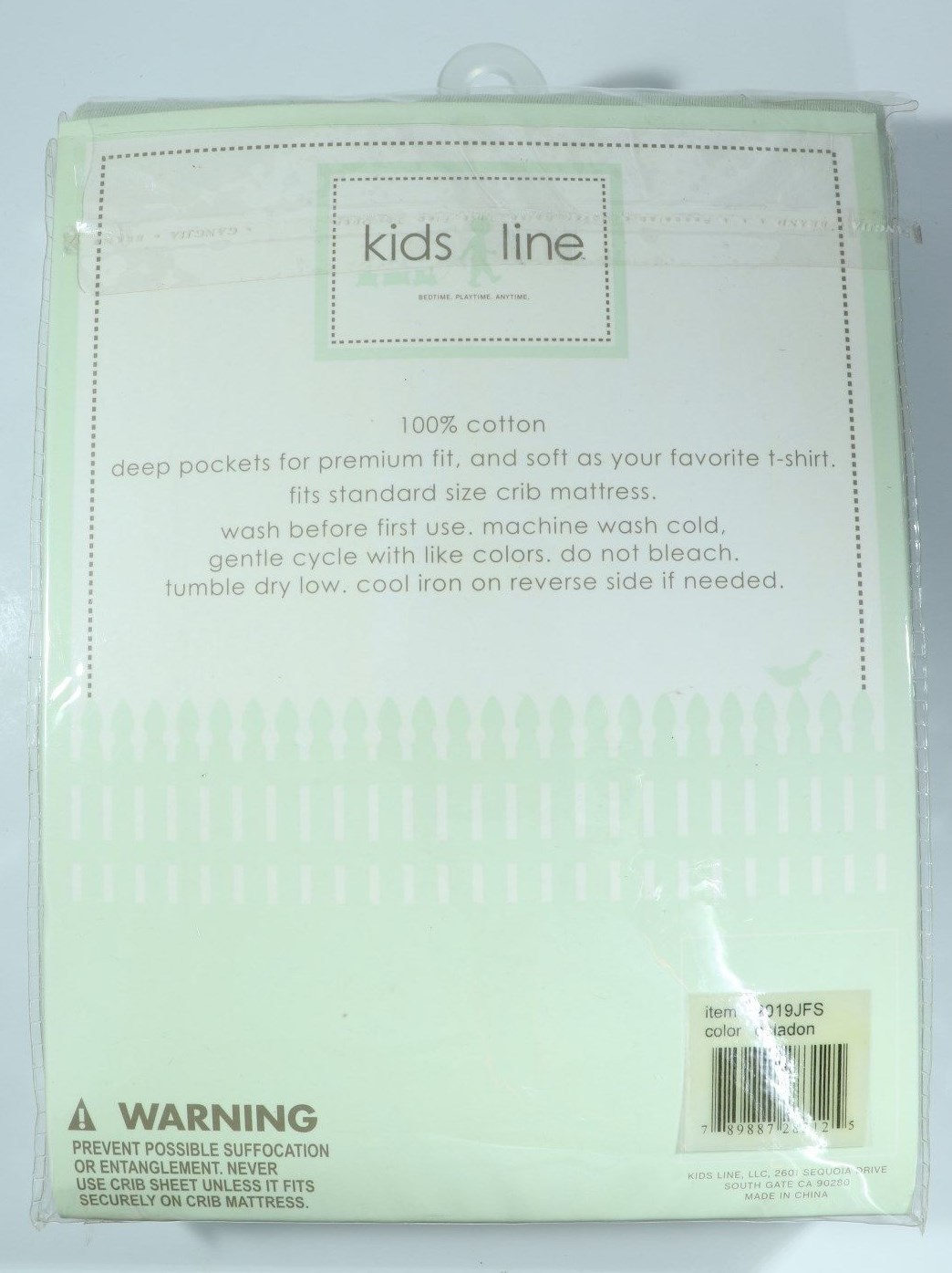 NIP KidsLine Kids Line Jersey Knit Crib Fitted Sheet Celadon Sage Green
