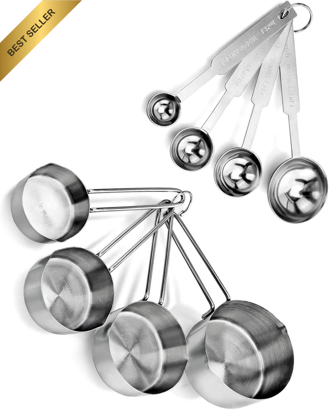 8 Pcs Stainless Steel Measuring Spoons and Cups Set, Stackable Kitchen Measuring