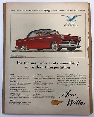 1952 "Makers of the Beloved Jeep" Aero Willy's Aero-Eagle - Simmons Hide-A-Bed 