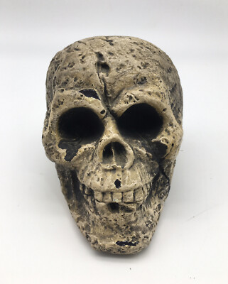 Cement Concrete Gothic Human Skull Halloween Decor Ornament 3.25  Tall