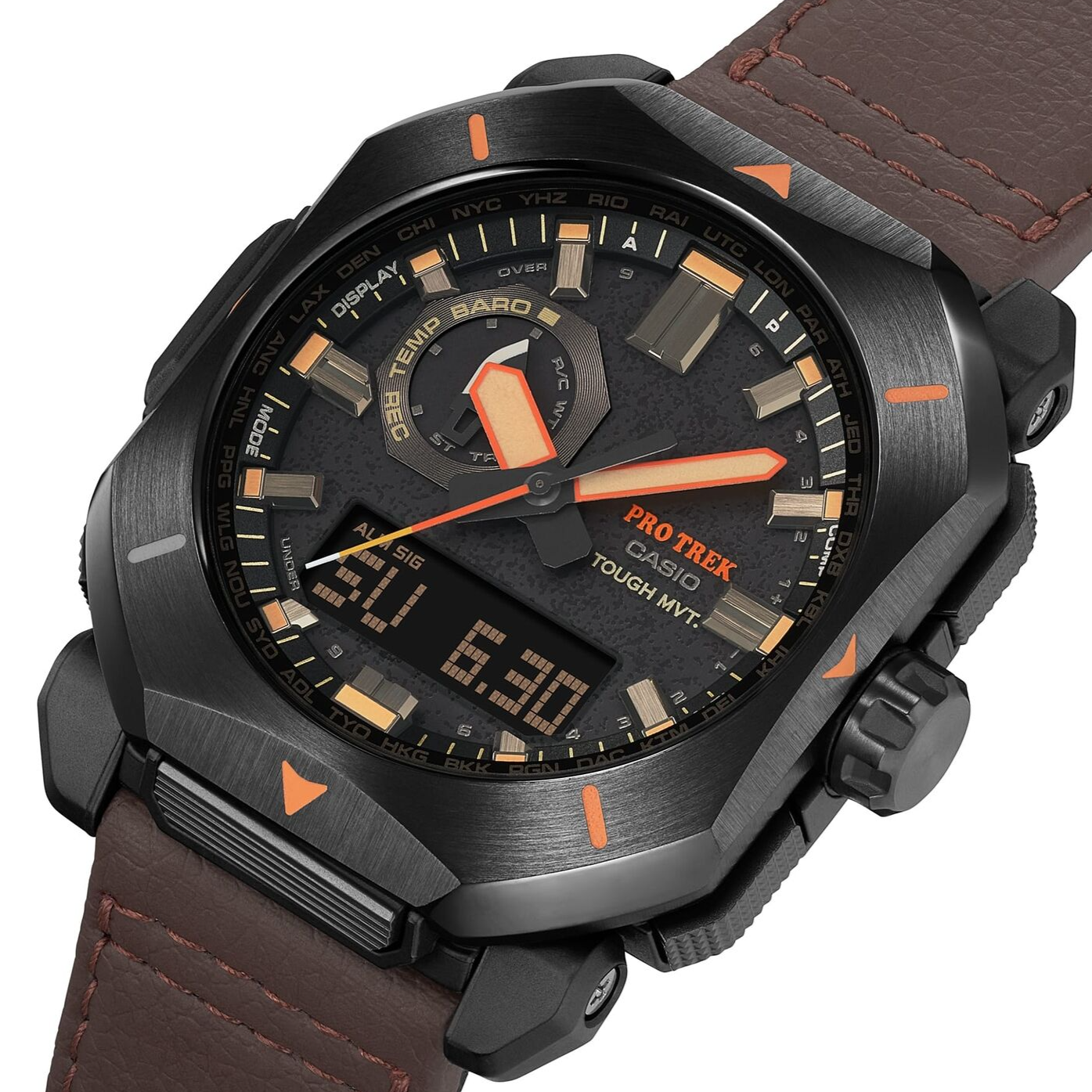Pre-owned Casio Pro Trek Prw-6900yl-5jf Climber Line Analog Digital Radio Solar Watch Men