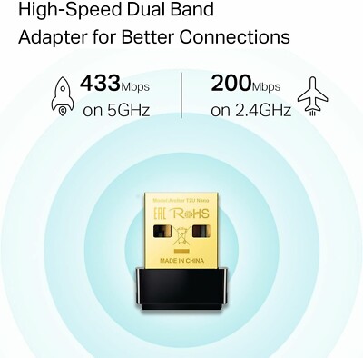TP-Link Archer T2U Nano - IEEE 802.11ac Dual Band Wi-Fi Adapter for PC (Y)
