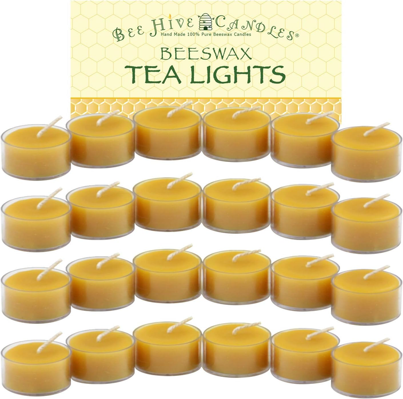 100% Pure Beeswax Tea Light Candles (24-Case)
