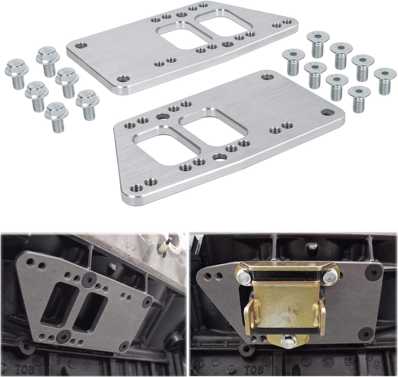 For LS Swap Motor Mounts Adapter Plates - Universal Swap Bracket Small Block LS Conversion Adjustable Fit for LS1 LS3 LS2 LQ4 LQ9 LS6 L92 L99 L33 LR4 Billet Aluminum for SBC Vehicle to LS Engine