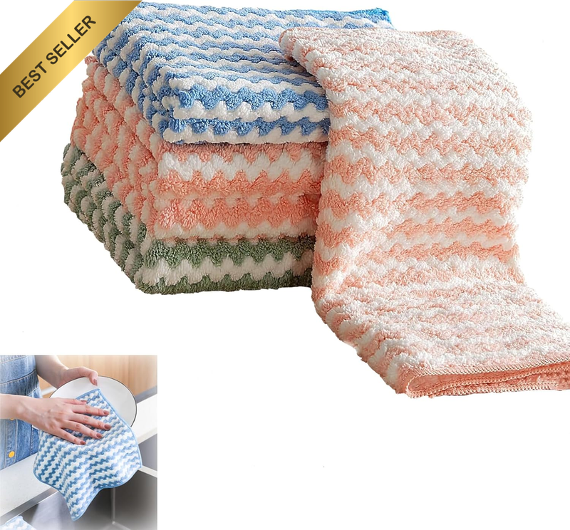 5-Pack Microfiber Cleaning Cloths, Reusable & Washable, Absorbent & Streak-Free,