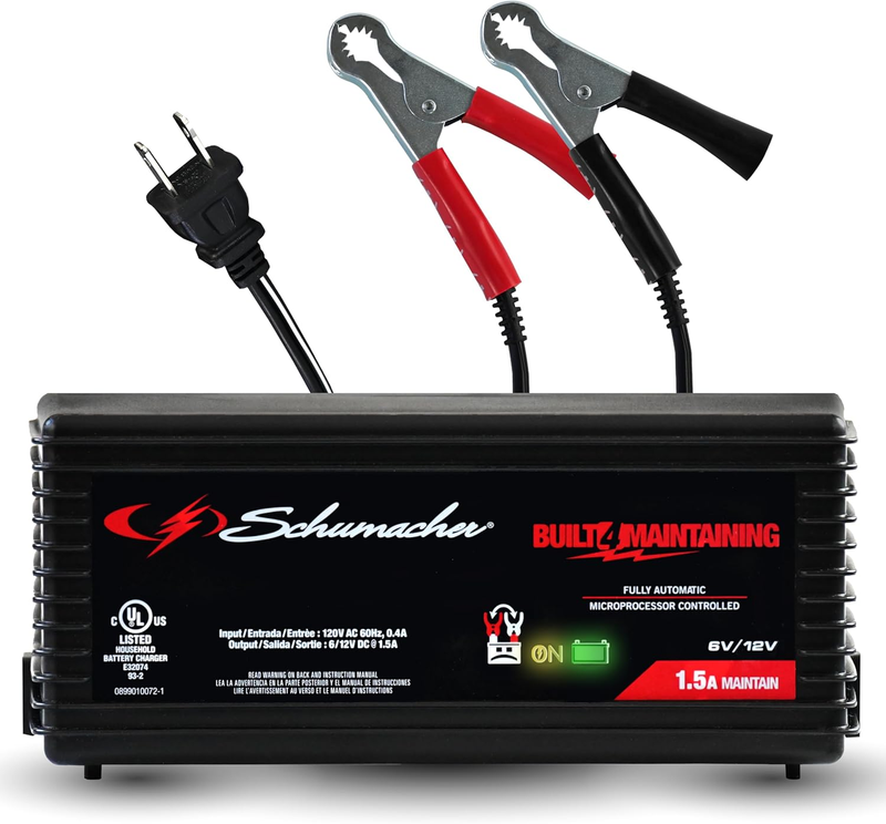 1.5A Battery Charger and Maintainer, 3-in-1 Solution for 6V/12V Batteries, SC135