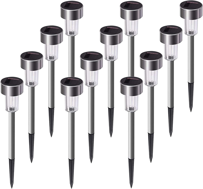 SUNNEST Solar Lights Outdoor Christmas, 12Pack Stainless Steel Outdoor Solar Lig