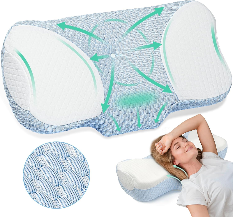 Cervical Pillow, Medium Firm Memory Foam Pillow, Contoured P