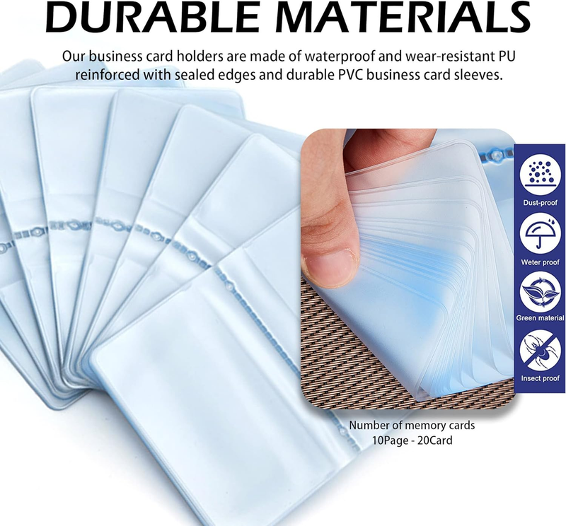 Plastic Wallet Insert Credit Card Holder Transparent (10 Page 20 Slots, 1 Pack)