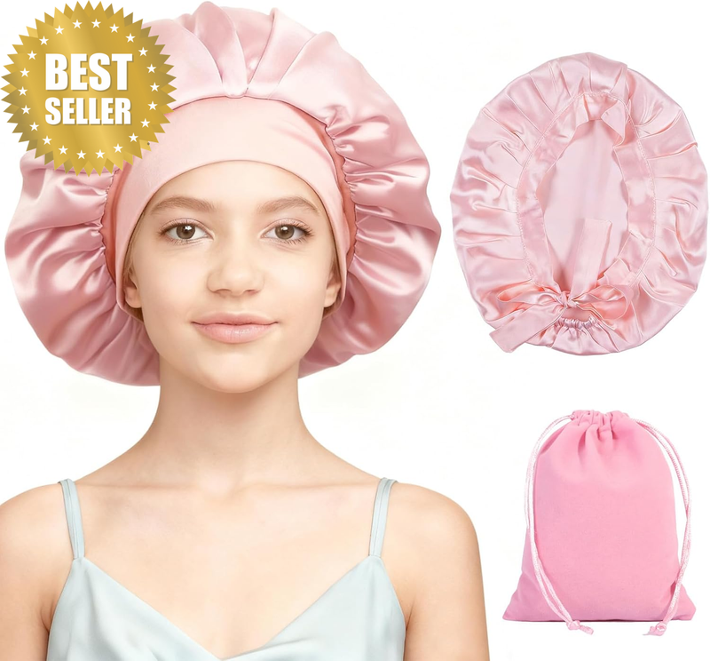 Silk Sleeping Cap & Hair Bonnet, 100% Mulberry Silk with Double Layer Non-Slip D