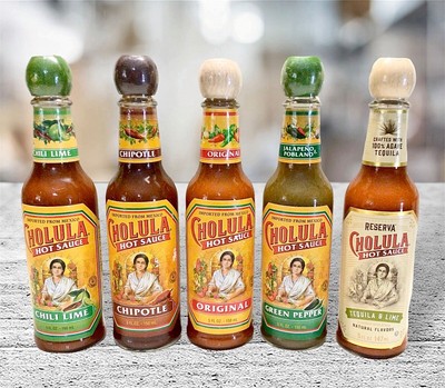 5 Cholula Hot Sauce Chili Lime, Tequila, Chipotle, Green, Original 5 fl.oz Each