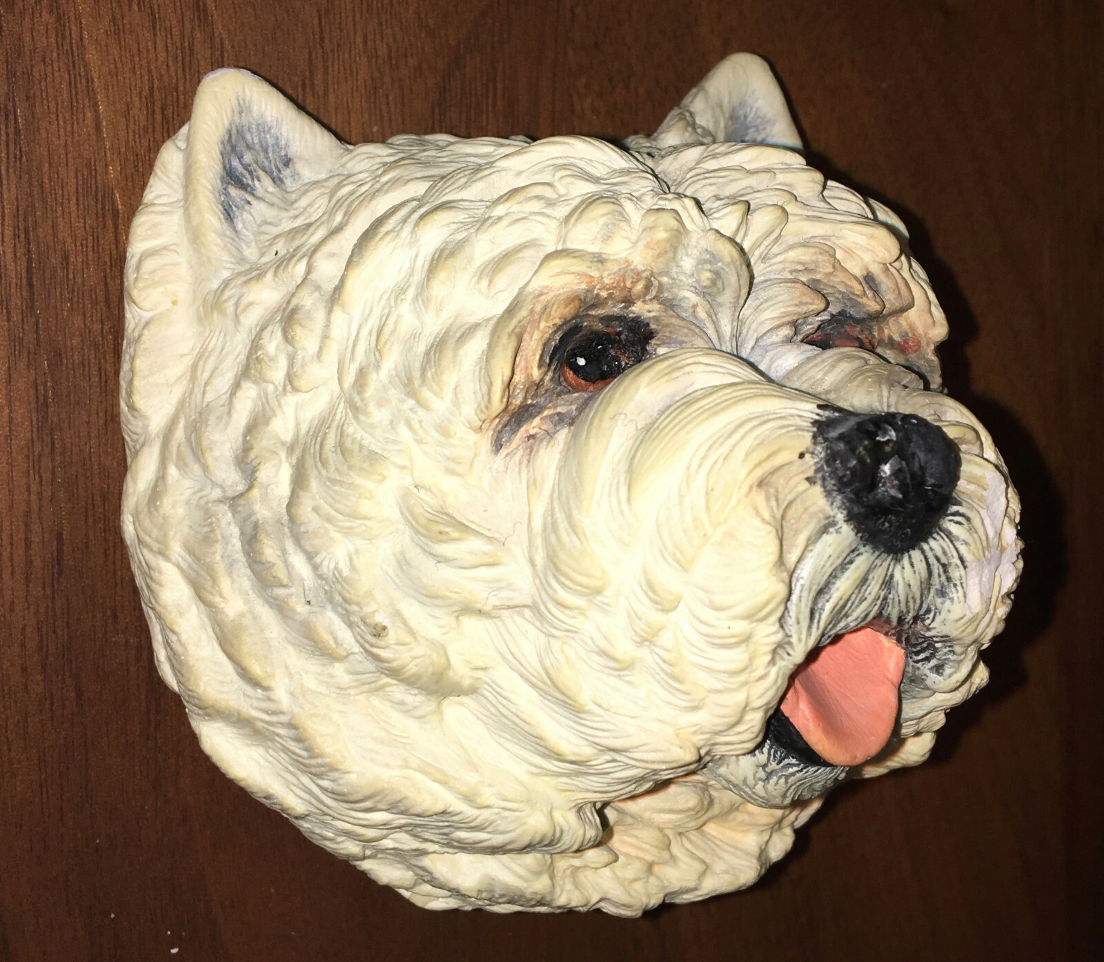 Vintage Bossons West Highland Terrior Chalkware Head Plaque Hand Painted Art