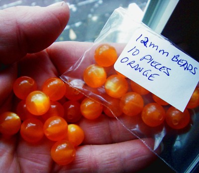 Fishing Premium Trout/Salmon/Steelhead Beads 12mm 10ct Orange roe 